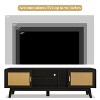 KTMBDW TV Stand for TVs up to 65'', Entertainment Center With Rattan Door, Shelves & 2 Cabinets, Long Boho Media Console for Living Room, Black - 4 of 4
