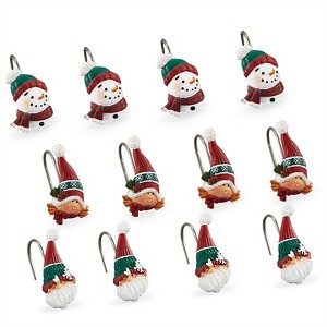 The Lakeside Collection Petunia and Gnorme Winter Fun Bathroom Collection - Set of 12 Shower Hooks 12 Pieces - 1 of 2