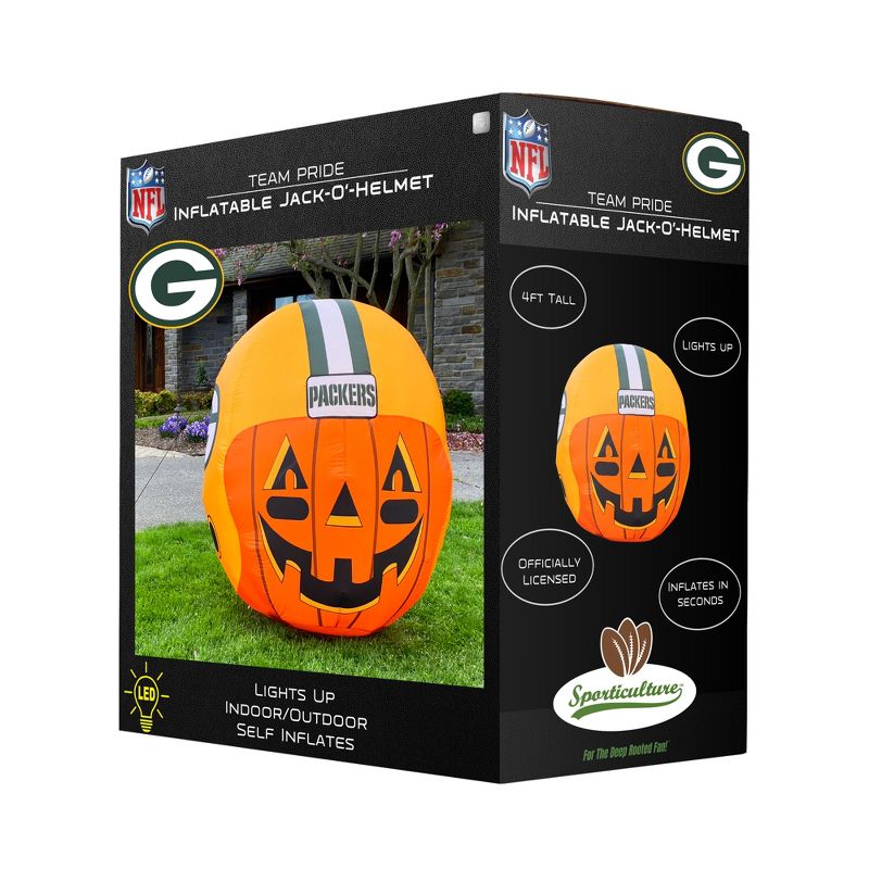 NFL Green Bay Packers Inflatable Jack O' Helmet, 4 ft Tall, Orange, 2 of 6