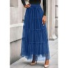 Tulle Skirts for Women 2025 Fall Fashion Elastic High Waisted Fairy Tiered Flowy A-Line Casual Maxi Long Skirt Blue - 3 of 4