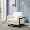 LeisureMod Lincoln Faux Leather Accent Chair with Black Steel Frame - 2 of 4