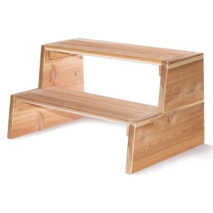 All Things Cedar Step Stool, 2 Tiered Wooden Ladder Handcrafted Safe Accessory for Outdoor Hot Tub Spas or Backyard Home Patios - 1 of 4