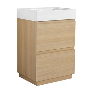 NicBex 24" Freestanding Bathroom Vanity with/whitout Top Resin Sink,Chic Bathroom Storage Cabinet with 2 Drawers,1.38"Pre-drilled Faucet(No Faucet) - 1 of 4