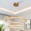 LNC Metorcalipia 2-Lights 30.3" Luxury and Glam Double-Circle  Tiered Crystal Integrated LED Crystal Chandelier, Gold - 2 of 4