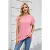 Womens Top Round Neck Loose Fit Short Sleeve Casual T Shirt - 3 of 4