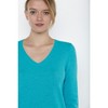 JENNIE LIU Women's 100% Pure Cashmere Long Sleeve Pullover V Neck Sweater - 2 of 2