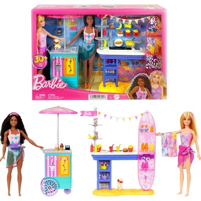 Barbie Beach Boardwalk Playset With Barbie Brooklyn Malibu Dolls