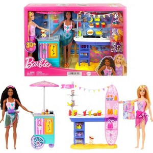 Barbie Beach Boardwalk Playset with Barbie Brooklyn & Malibu Dolls, 2 Stands & 30+ Accessories - 1 of 4