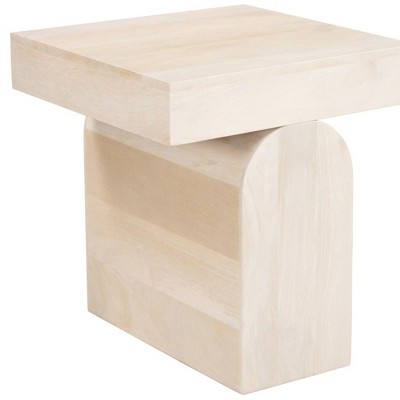 HomeRoots 22" Natural Solid Wood Square Pedestal End Table