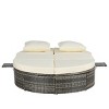Outdoor Patio Round Daybed, Sun Bed with Adjustable Backrests and Foldable Cup Trays,Reclining Lounger with Cushions and Pillows-Coolbibila - 4 of 4
