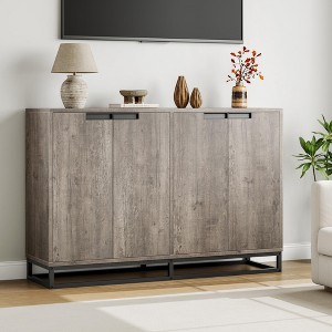 55" Buffet Storage Cabinet, Sideboard Modern Credenza with 4 Doors and Shelves, Accent Coffee Bar Table - 1 of 4