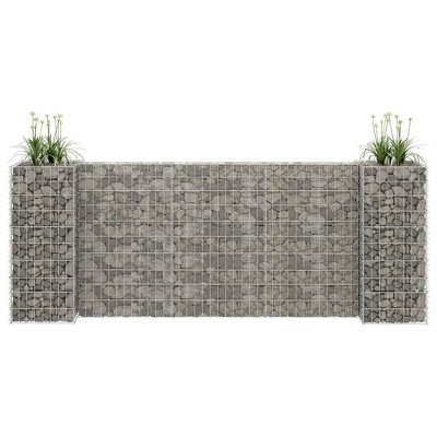 vidaXL Gabion Planter Silver Steel wire 102.4 x 15.7 x 15.7 in