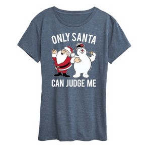Women's - Frosty The Snowman - Christmas Only Santa Can Judge Me Short Sleeve Graphic T-Shirt - 1 of 4