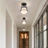 LLHZSY Modern Glass Globe Semi Flush Mount Ceiling Light Fixture for Hallway Home - 1-Light Milky White Glass Globe Shade -8 7/10", 13"- Black/Gold - 3 of 4
