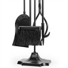 Barton 5Pc Fireplace Tools Black Iron w/Stand Poker Shovel Tongs Brush Fire Set - 3 of 4