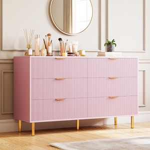 Acekool 6 Drawer Dresser, Modern Chest with Gold Handles, Large Storage Organizer for Bedroom, Living Room, Entryway - 1 of 4