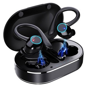 Sungale Sport Earbuds with Bluetooth 5.3- 28Hr Playtime, HiFi Stereo/Noise Cancelling, ear-hooks for sports/actvities - water/sweat resistant - 1 of 4