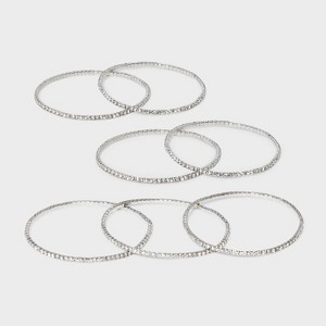 Clear Glass Stone Stretch Bracelet Set 7pc - A New Day™ Silver - 1 of 4