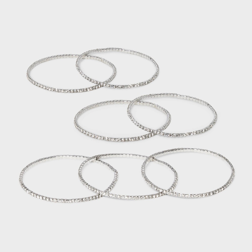 Clear Glass Stone Stretch Bracelet Set 7pc - A New Day Silver