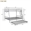 RISOKEYS Full XL Over Queen Metal Bunk Bed with Trundle - Bed with Ladder & High Guardrail, Noise Free, Convertible to 2 Separate Beds - 4 of 4