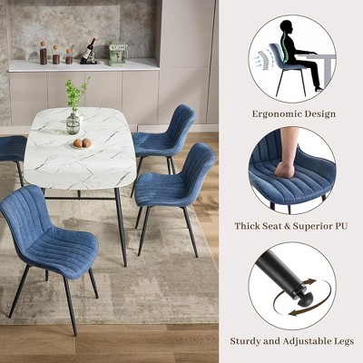 Chair, Office Chair, 2 Set leather Upholstered Dining Chair, with Backrest and Metal Legs, Dining Room, Bedroom, Office, Meeting Room