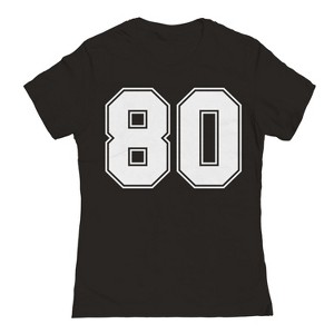 Rerun Island Women's 80 Collegiate White Short Sleeve Graphic Cotton T-Shirt - Black S - 1 of 4