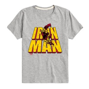 Boys' - Marvel - Iron Man Stacked Name Short Sleeve Graphic T-Shirt - 1 of 4