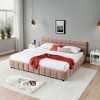 Queen Size Platform Bed  Upholstered Bed Frame with Chenille Fabric with Headboard -- Frevyn - 3 of 4