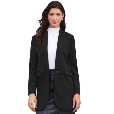 INSPIRE CHIC Women's Notched Stand Collar Long Sleeve One Buttoned Mid-Length Winter Coat Outerwear