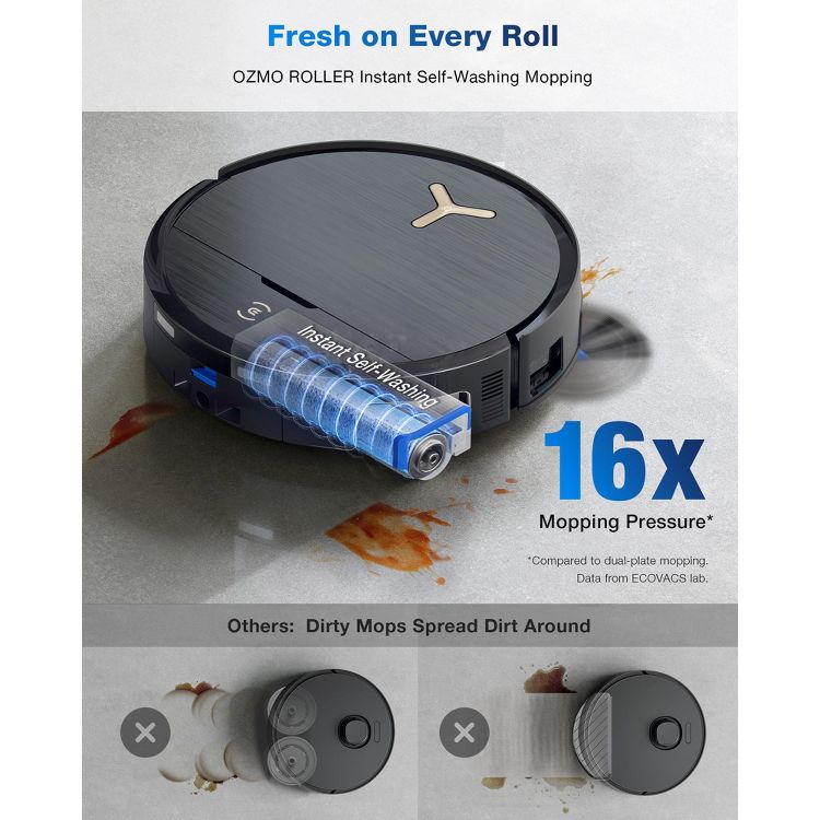 ECOVACS DEEBOT X9 PRO Omni Robot Vacuum and Mop,16,600Pa Blast Suction, Roller Instant Self-Washing Mopping, Hands-Free Station, Triple Lift System, 3 of 10