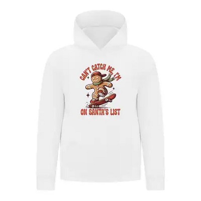 Everyday Kids Christmas Collection Gingerbread Skateboard Boys Pullover Hoodie – Holiday Sweatshirt - White