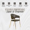 LeisureMod Dining Chair Upholstered Leather Armchair Velvet Accent Ergonomic Padded Seat and Back Durable Stainless Steel Base Bella Series - 3 of 4