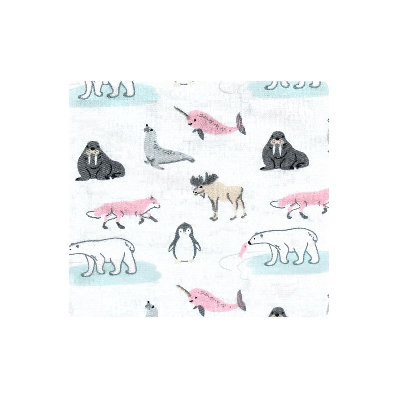 Hudson Baby Infant Girl Cotton Flannel Receiving Blankets, Girl Arctic Animals, One Size, 3 of 7