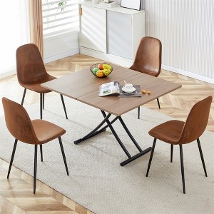 Dining Table Sets, Modern Minimalist Multifunctional Lift Table Sets, 1Table+4 Chairs, Rectangular Coffee Table Sets - 1 of 4