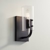 360 Lighting Sitara Modern Wall Light Sconce Matte Black Hardwire 4 1/4" Fixture Cylinder Clear Glass for Bedroom Bathroom Vanity - image 2 of 4