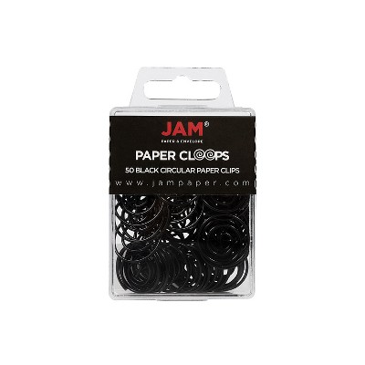 JAM Paper Colored Circular Paper Clips Round Paperclips Black 2 Packs of 50 2187133B