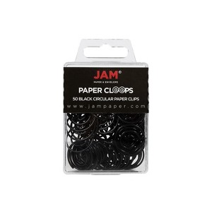 JAM Paper Colored Circular Paper Clips Round Paperclips Black 2 Packs of 50 2187133B - 1 of 4