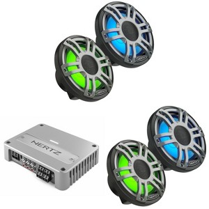 Hertz 2 Pair HMX 7.7 S-LD-G – 7.7" Hi-End LED Marine Coaxial Speaker, with Venezia Compact V4C Marine Amplifier - 1 of 4