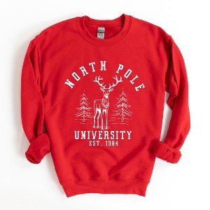 Simply Sage Market Women's Graphic Sweatshirt North Pole University Deer - 1 of 4