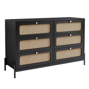 NicBex 30.00"H Round Handles Modern Rattan Dresser for Bedroom with 6 Drawers - 1 of 4