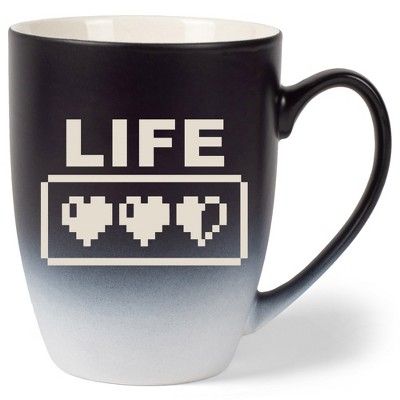 100 North Gaming 10 Ounce Black and White Two Toned Ombre, Comfortably Fits Your Hands, Ceramic Tea Coffee Cup Mug, Life