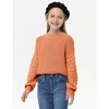 Girls Crewneck Knit Pullover Sweaters Long Lantern Sleeve Oversized Knit Cute Jumper Tops - 4 of 4
