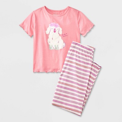 Girls' 2pc 'Poodle' Short Sleeve Printed Pajama Set - Cat & Jack™ Pink S