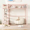 Full Size Metal Loft Bed with 4-Tier Shelves and Storage, Black - 2 of 4