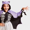 Kids' Bat Costume Cape with Hood and Ears - Hyde and EEK! Boutique™ Purple/Black - 3 of 3