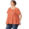 Agnes Orinda Women's Plus Size Polka Dots Casual Round Neck Flutter Sleeve Peplum Babydoll Blouses - 3 of 4