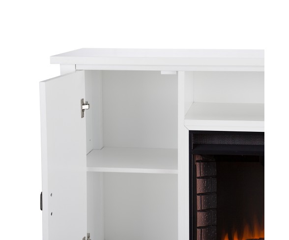 Adderline Farmhouse Style Electric Fireplace TV Stand White - Aiden Lane