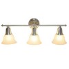 3 Light Metal and Alabaster White Glass Shade Vanity Wall Light Fixture with Metal Accents - Lalia Home - 2 of 4