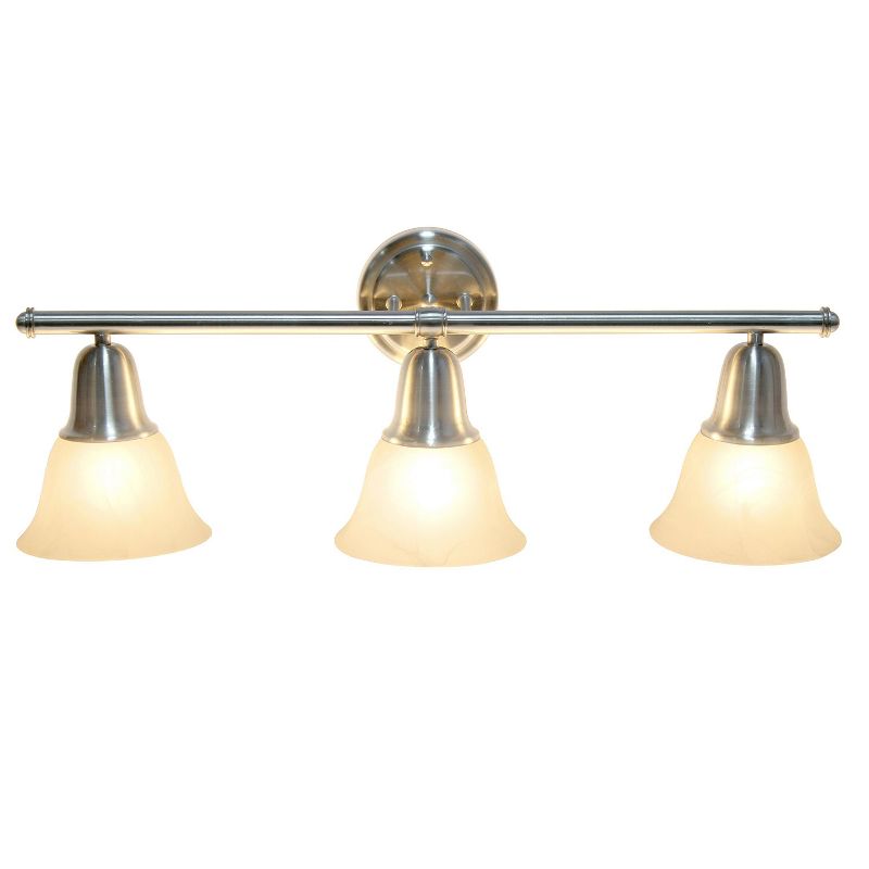 3 Light Metal and Alabaster White Glass Shade Vanity Wall Light Fixture with Metal Accents - Lalia Home, 3 of 10