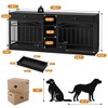 Dog Crate Furniture for 2 Dogs, Dog Kennel Indoor with Storage and Feeding Bowls, Double Dog Crate TV Stand for Small Medium Dogs - 2 of 4